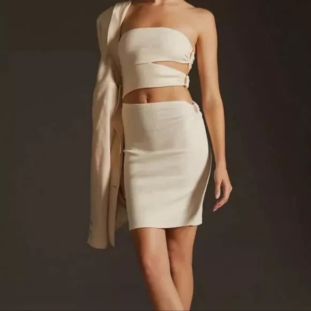 Anthropologie Strapless Cream Dress - Picture 8 of 8